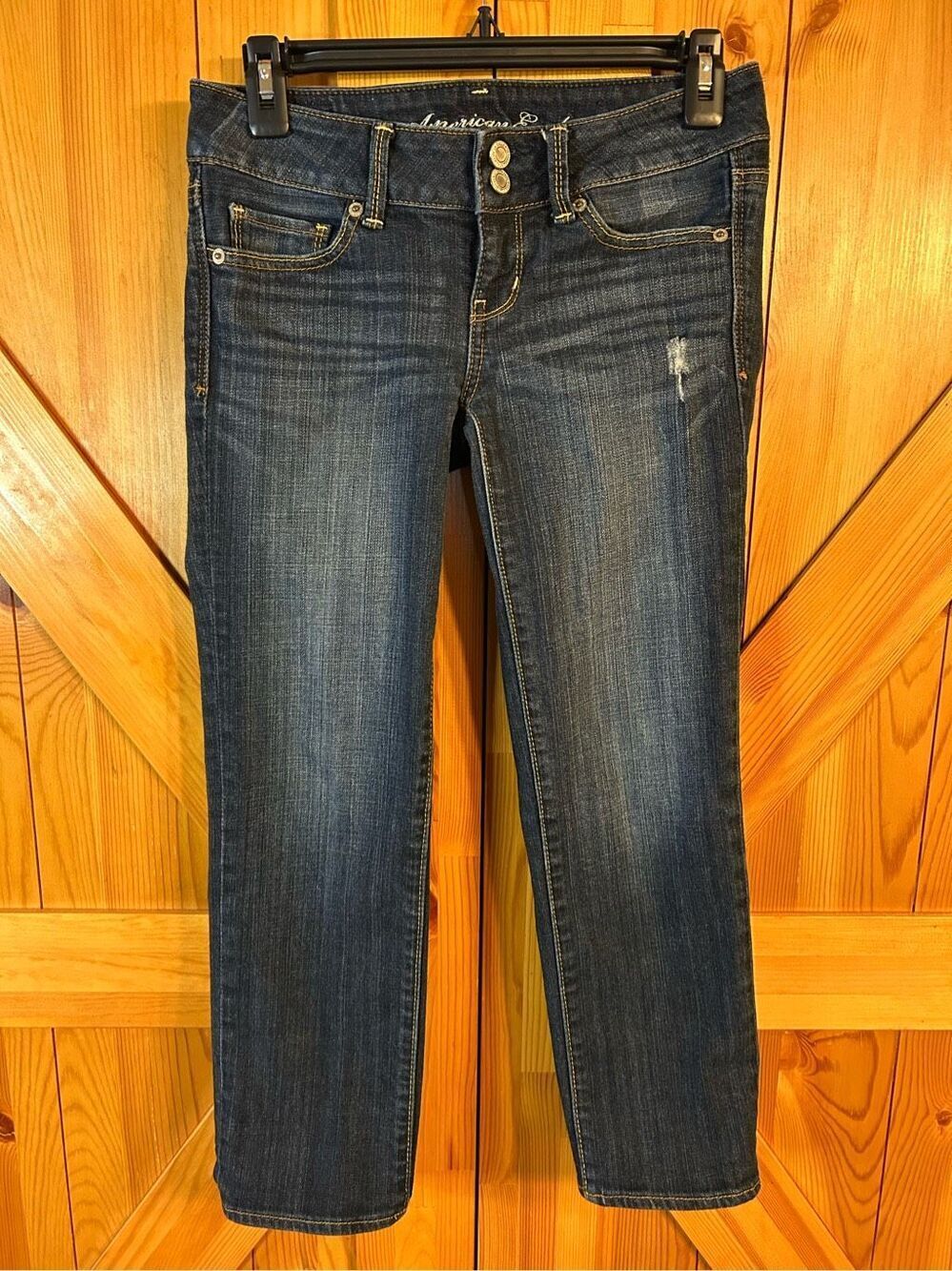 American Eagle stretch jeans, artist size 0 dark wash (0397) Read